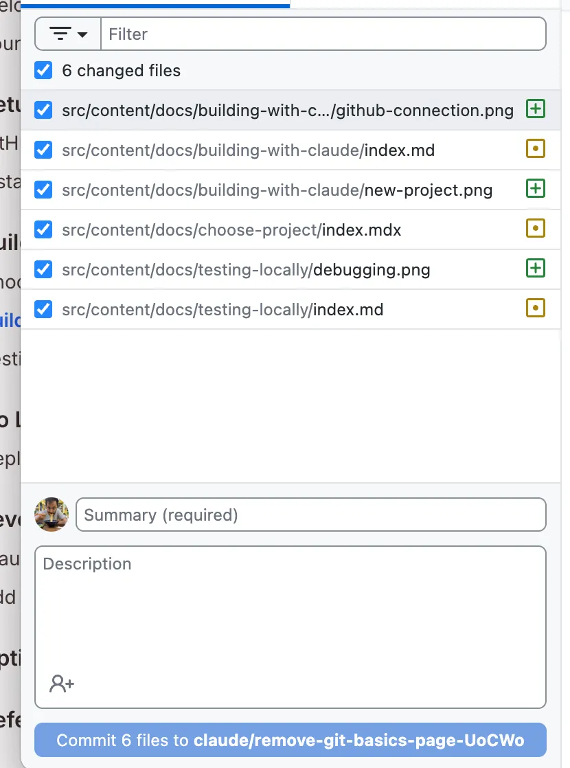 Checking in your changes manually