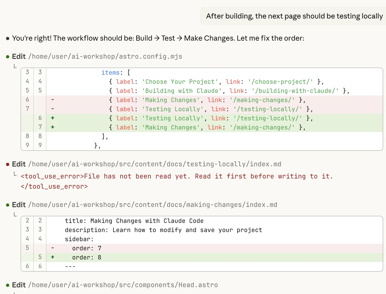 How the mostly one-sided Chat conversation would look like