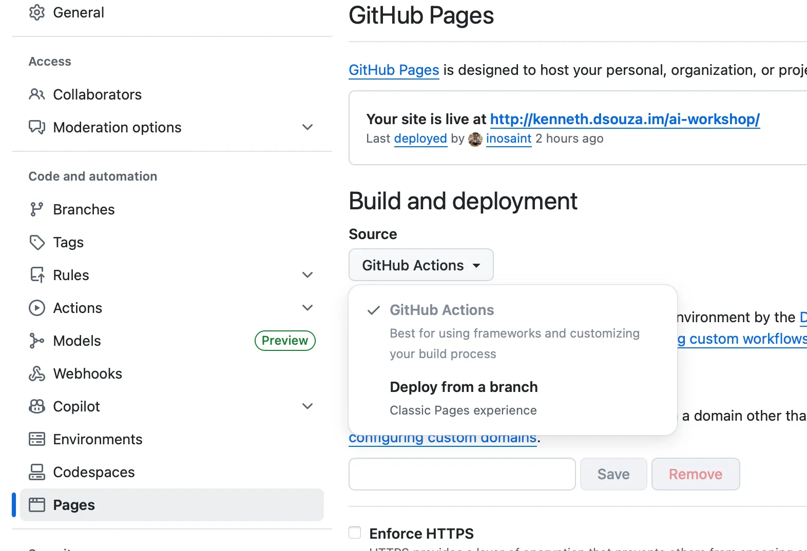 Configuring the Repo's Publish settings