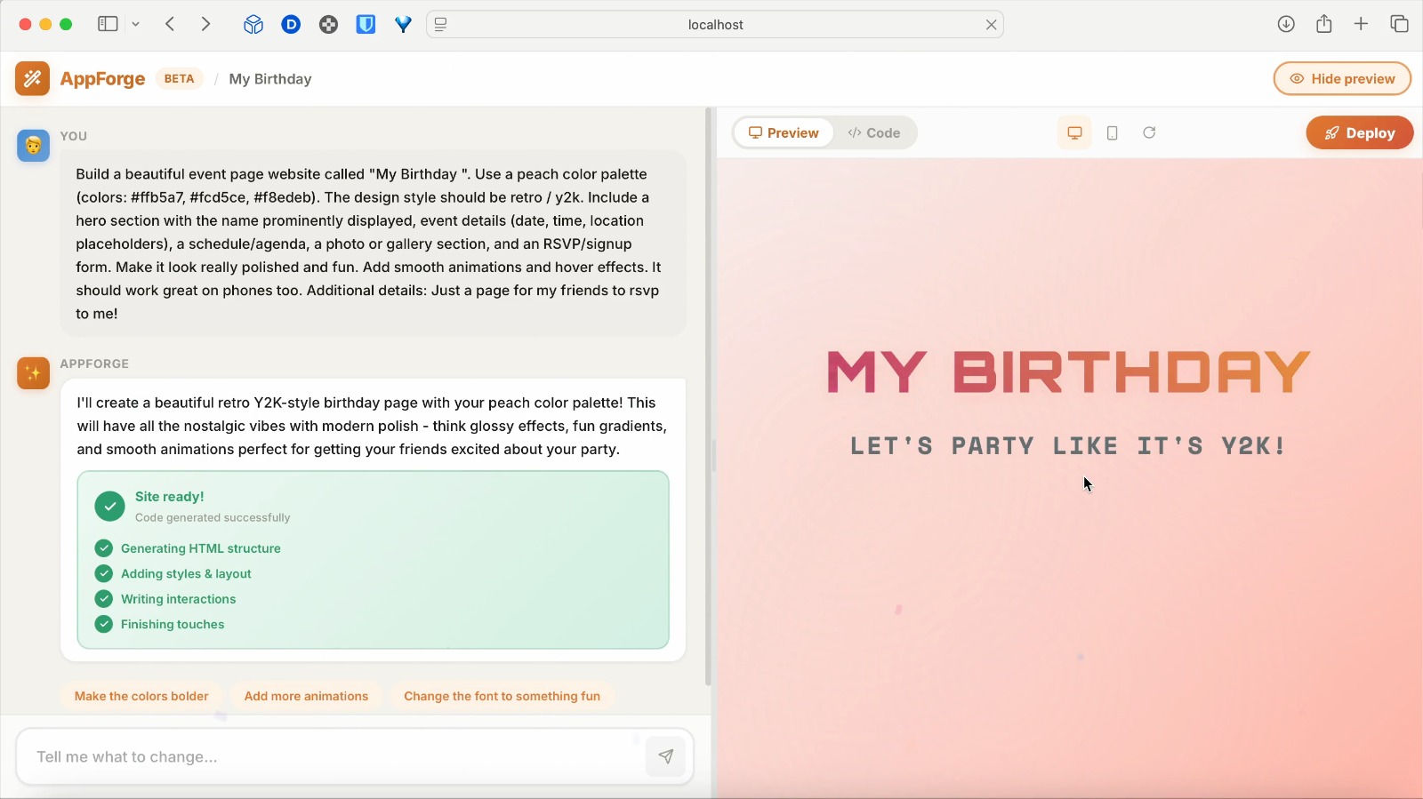 Smithy — a conversational site builder