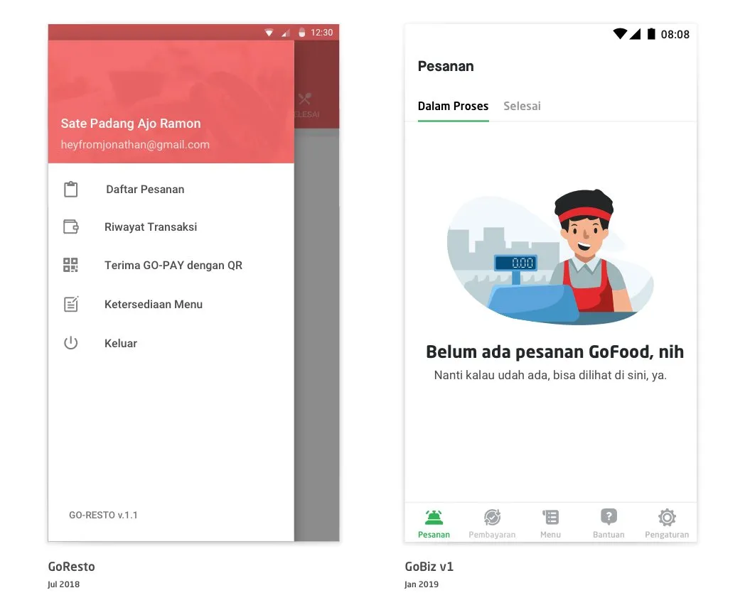 GoBiz Navigation; before and after