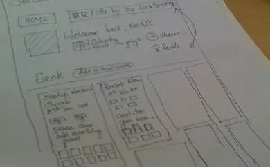 A wireframe of mine from March 2012 for an event discovery startup idea.