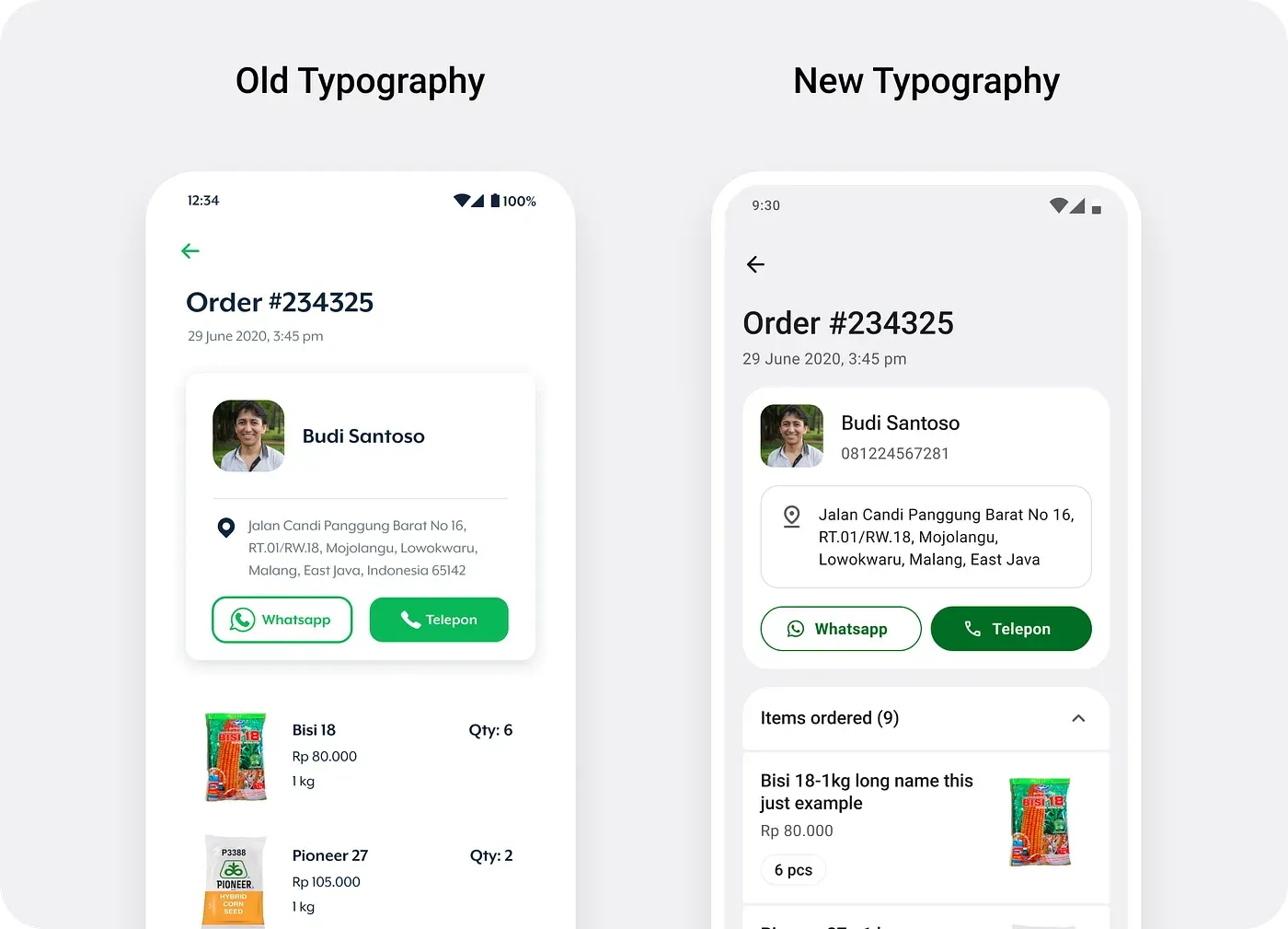 Old type vs New type